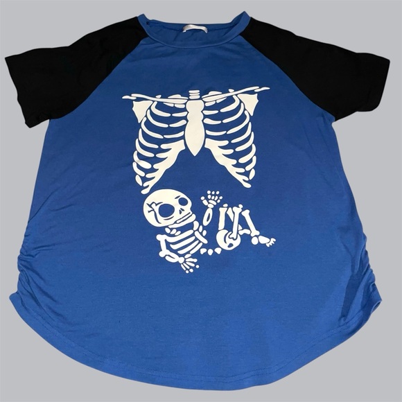 Blue Skeleton Graphic Women's Top - Picture 1 of 6